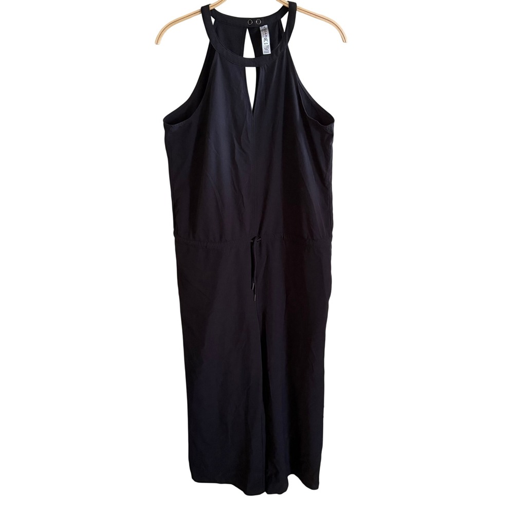 Kyodan Outdoor Black Halter Neck Jumpsuit Drawstring Waist Pockets Womens Medium
